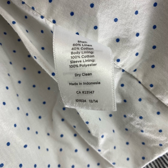 Talbots Blazer Women's 22W White Blue Striped Seersucker Linen Cotton Jacket - Picture 9 of 9